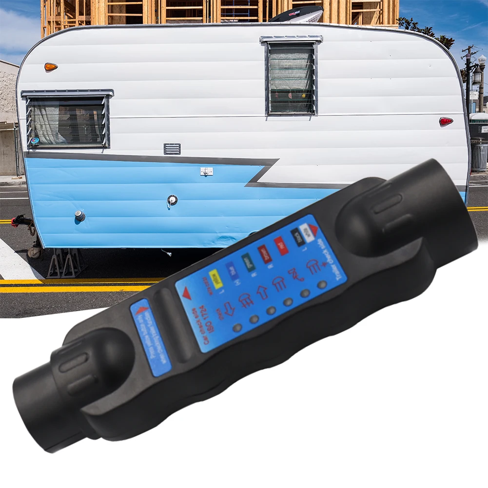 

RV Connector Tester Plug Tool 12V Trailer Plug Socket Tester 7-Pin Wiring Circuit Light Test Tool for Trailer Towing