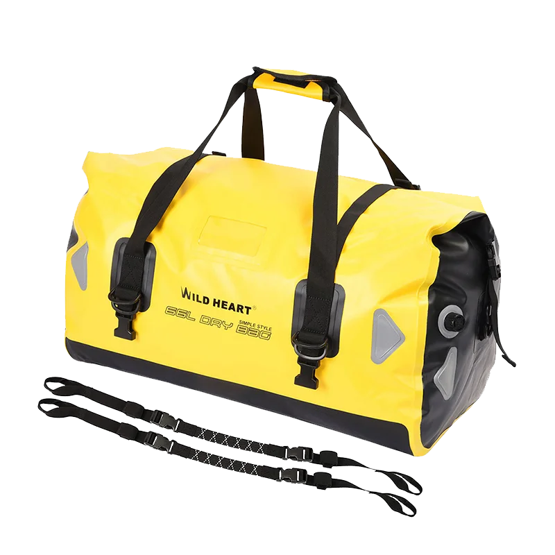 

WILD HEART Waterproof Motorcycle Duffel Bag PVC500D Double-bottom With Rope Straps and Inner Pocket 66LforBoating,Motorcycle