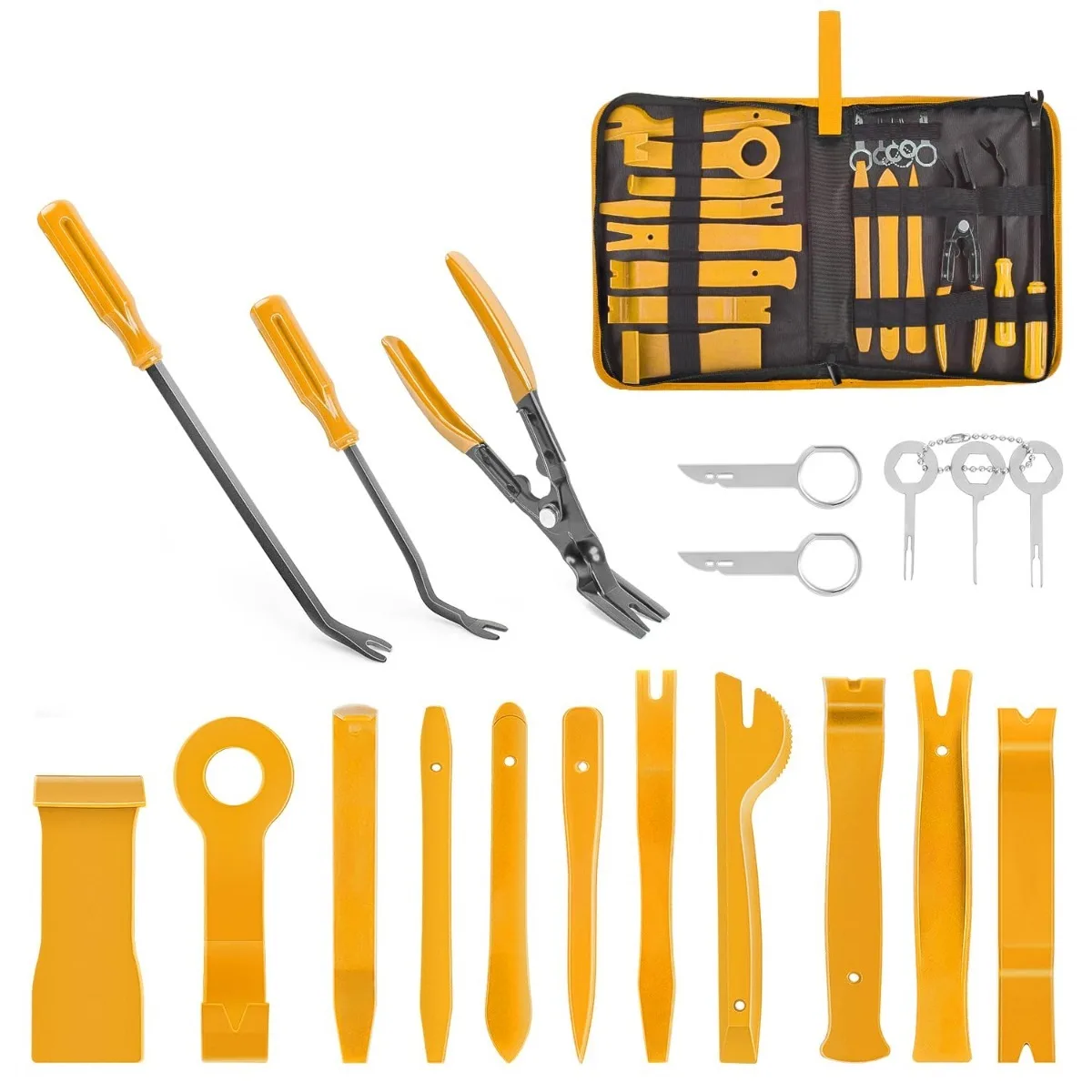 

19Pc Trim Removal Tool Panel Fastener Clip Removal Automotive Plastic Upholstery Pliers for Trim Panel Audio Clip Plier Terminal