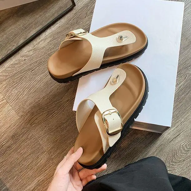 รองเท้าผู้หญิง 2024 รองเท้าแตะยางนุ่ม Flip Flops Shale ชายหาดหญิงต่ําสบายแบนฮาวาย Sabot Hoof Heels Casual โรมสไลด์