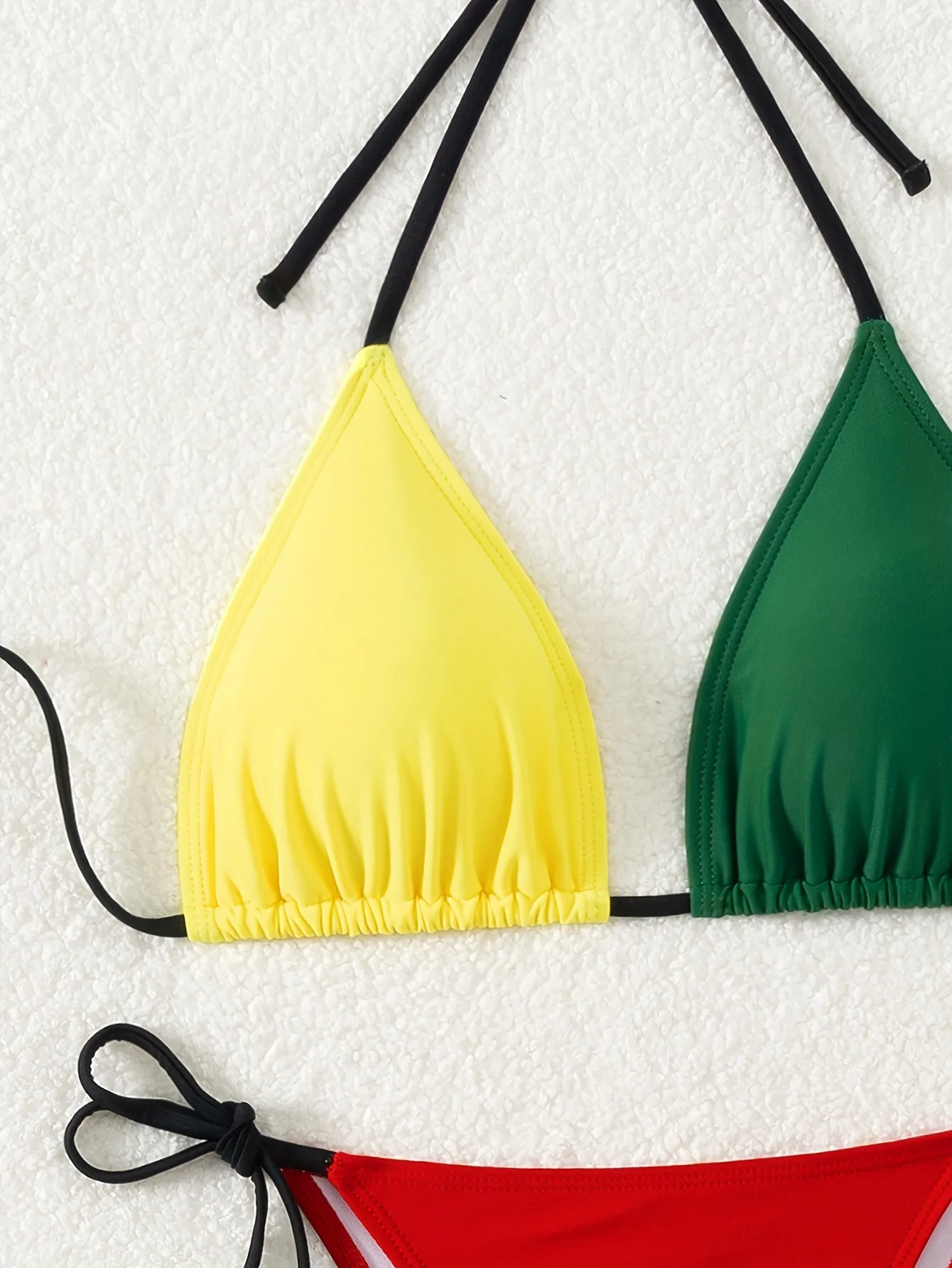 Conjuntos de bikinis de retales amarillos sexys, trajes de baño de dos piezas con lazo halter y cordón, traje de baño, traje de baño, bikini tankini