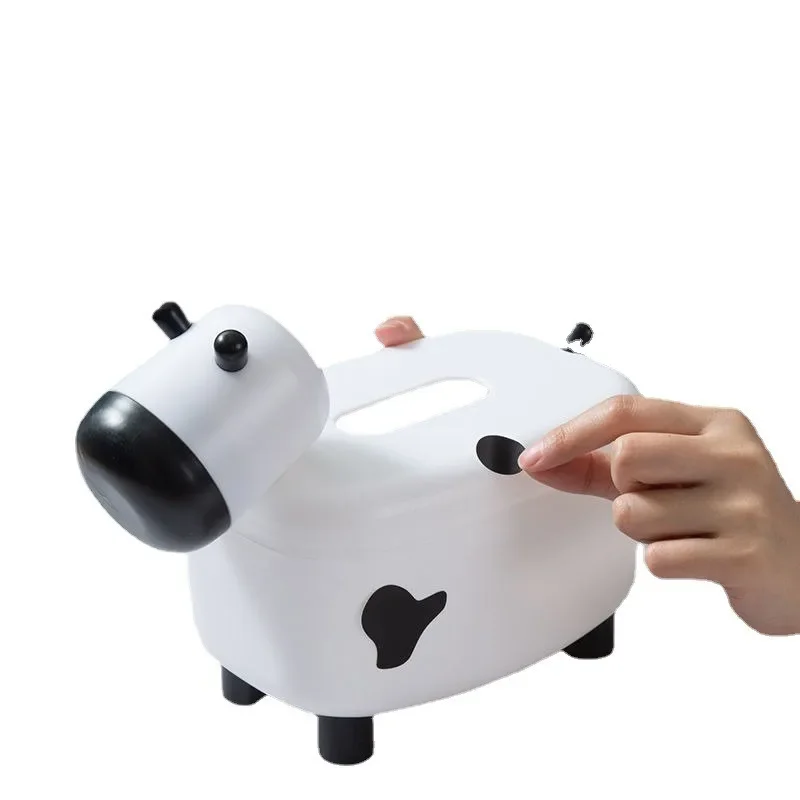 Cow Tissue Box with Toothpick Box 2-in-1 DIY Cute Calf Living Room Student Creative Tissue Box Multi-function