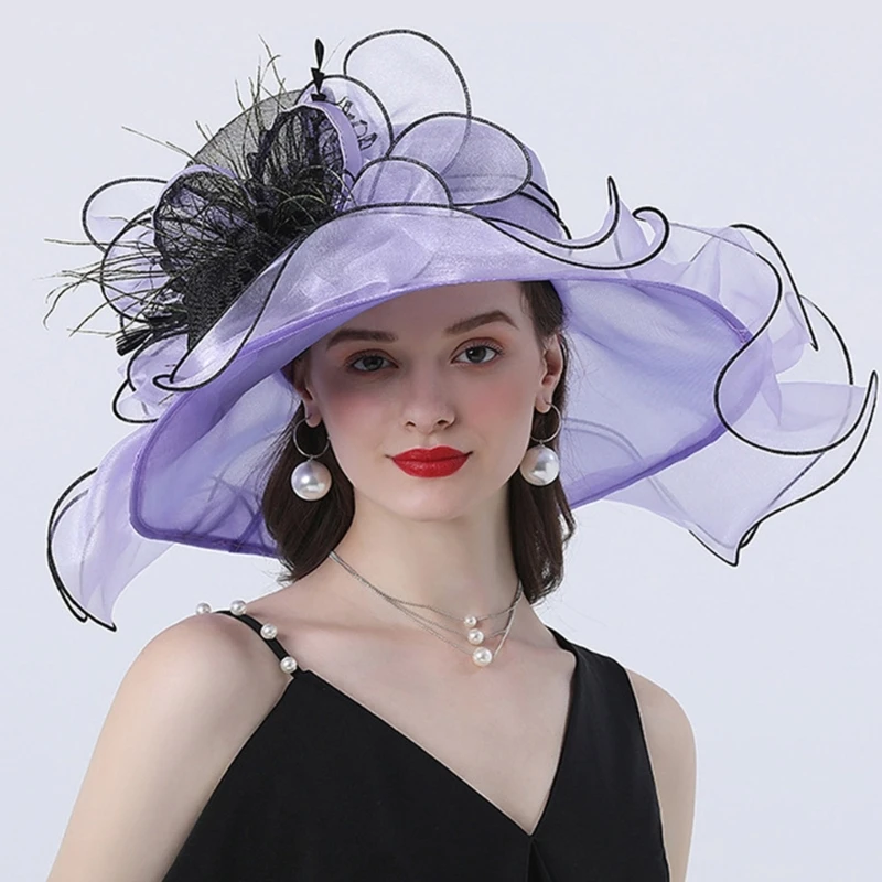 Bowler Hat Women Organza SunVisor Hat for Party Wedding Photography Props