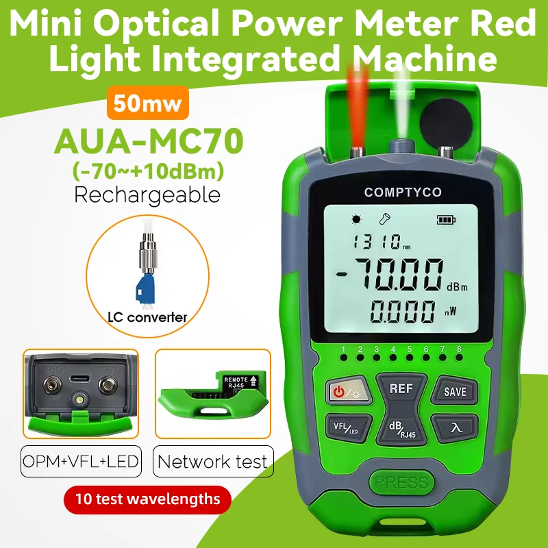 AUA-MC70 Optical Power Meter -70~+10dBm 4 in 1 Multifunction OPM Fiber Network Cable Tester VFL 1-50MW(optional)