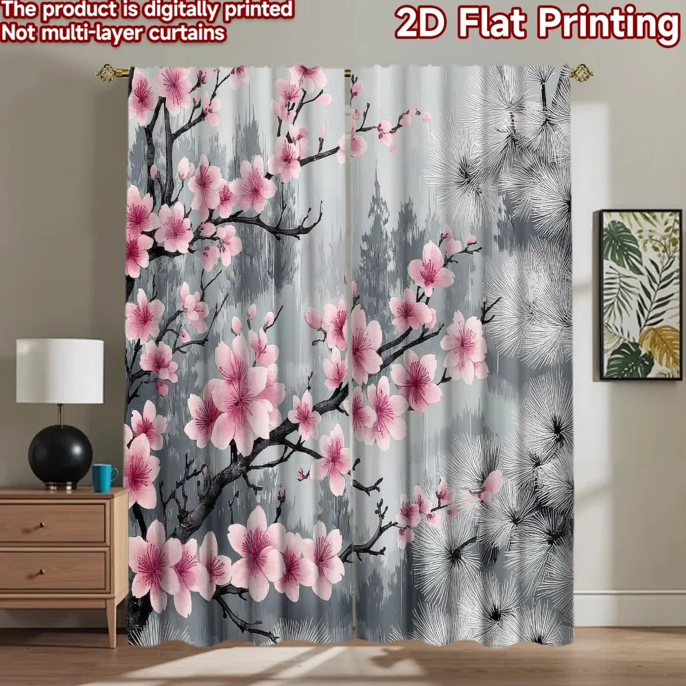 

1pc 2D flat Photography Backdrop Party Backdrop Cherry Blossoms and Pines 100% Polyester Birthday Party Perfect for Holiday