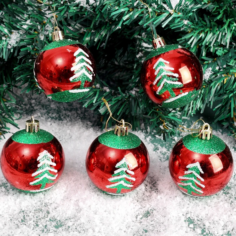 6cm Electroplated Christmas Balls Set Xmas Tree Pendant Christmas Ball Hanging Ornament for DIY New Year Party Home Decoration