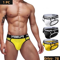 Men's Sexy Underwear Mesh Fashion Bikini Briefs Gay Low Waist Hip Lift Men Underpants Soft Breathable Slip Male Panties 3 colors