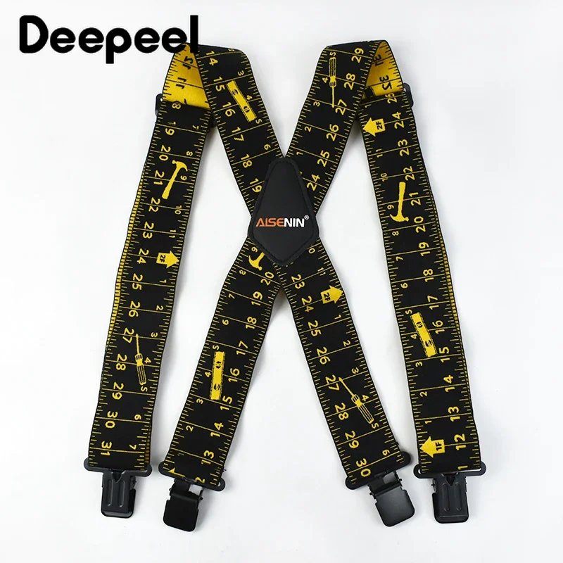 2 Inch Wide Men's Suspenders Fully Elastic  X Back Heavy Duty Work Suspenders Adjustable Braces Belt Suspenders