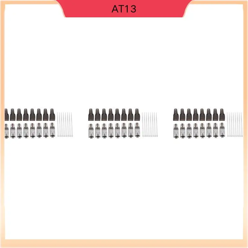 

AT13 24Pcs Tool-Free Shielded RJ45 Cat 7 Termination Plug Cat7 Plug / Cat7 Connector Connectors Modular 23/24AWG-Black