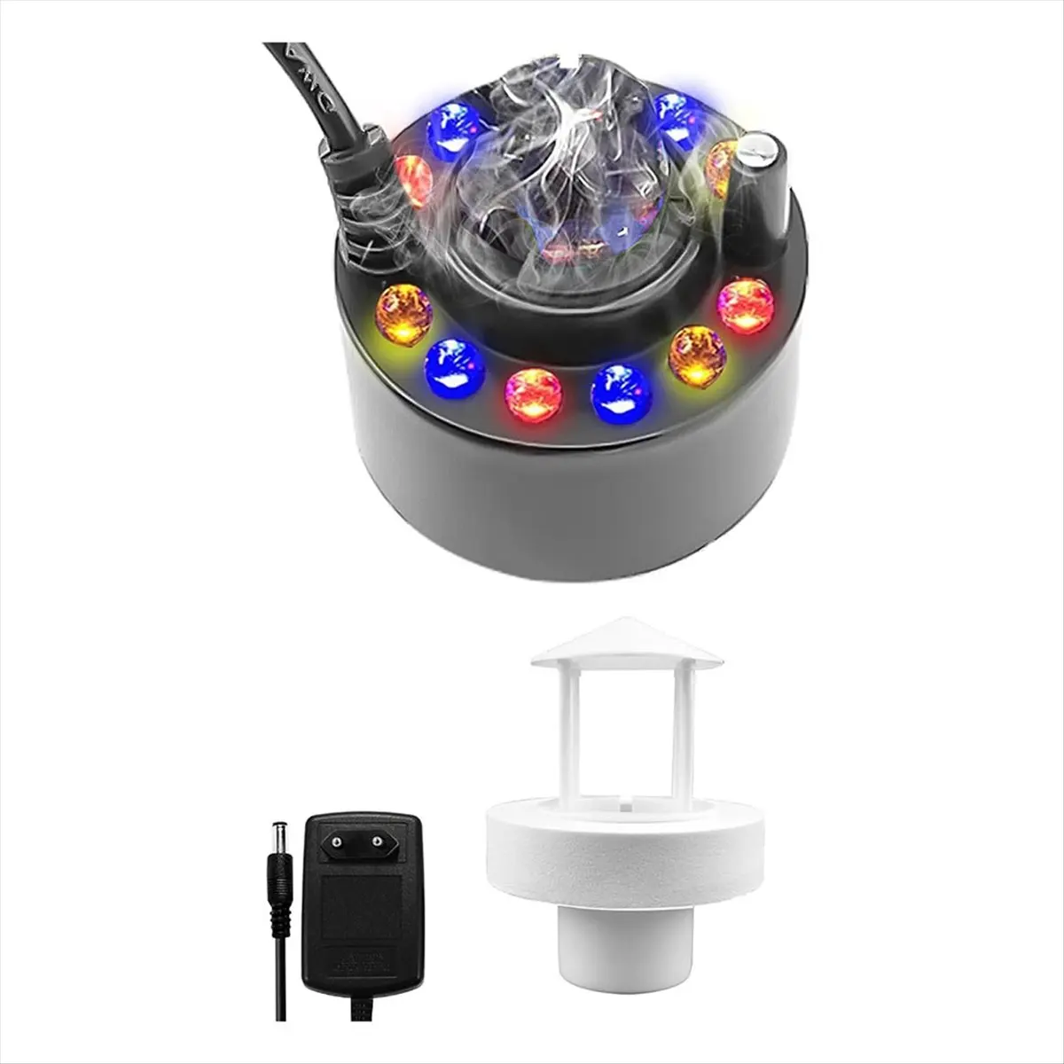 【STOCK】12 LED Fog Machine Ultrasonic Nebulizer Mist Maker Water Mist Fogger with Removable Splash Guard EU Plug