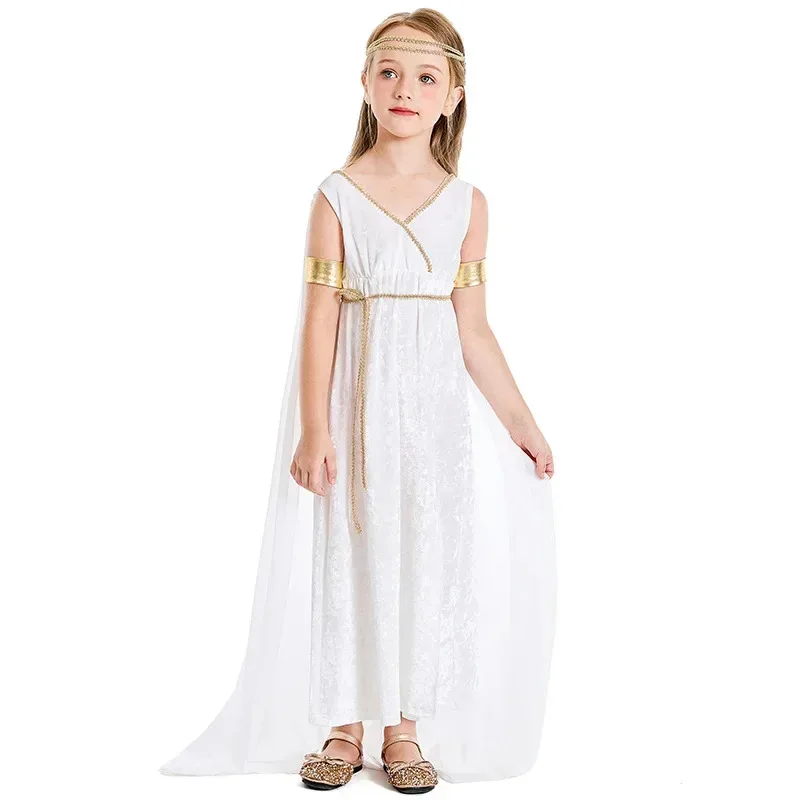 Roman Greek Goddess Cosplay Costume White Dress Performance Clothes