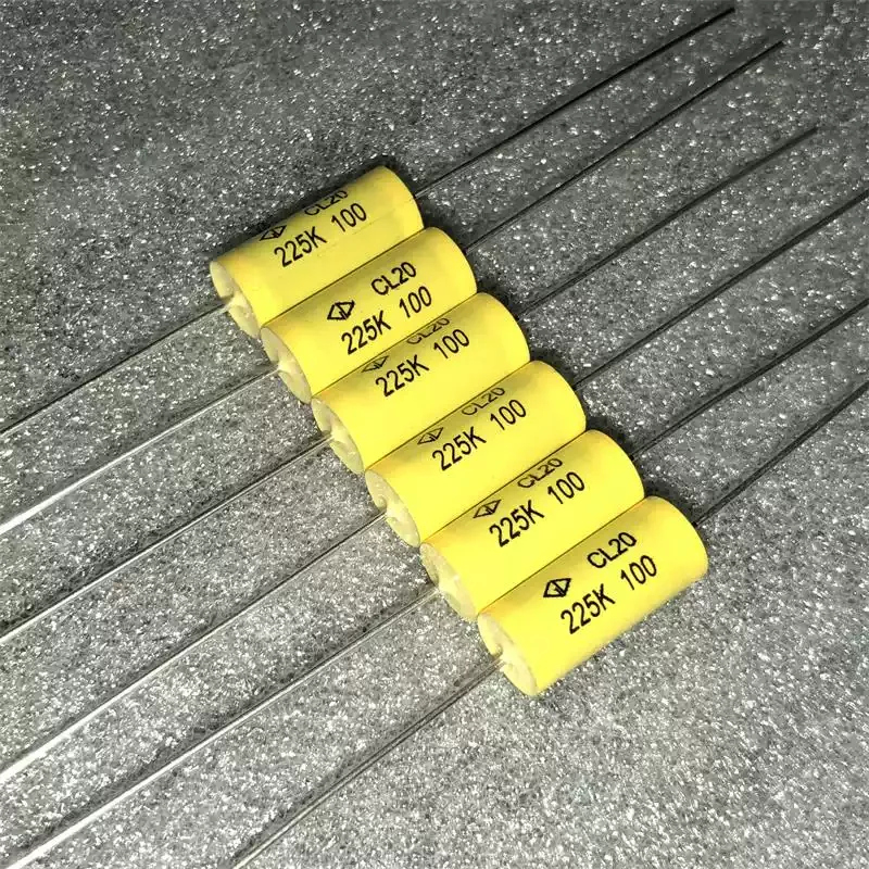 10PCS New Farah GD CL20 Series 225K 2.2UF 100V Thermal Axial Frequency Divider Thin Film Non Polarized Capacitor