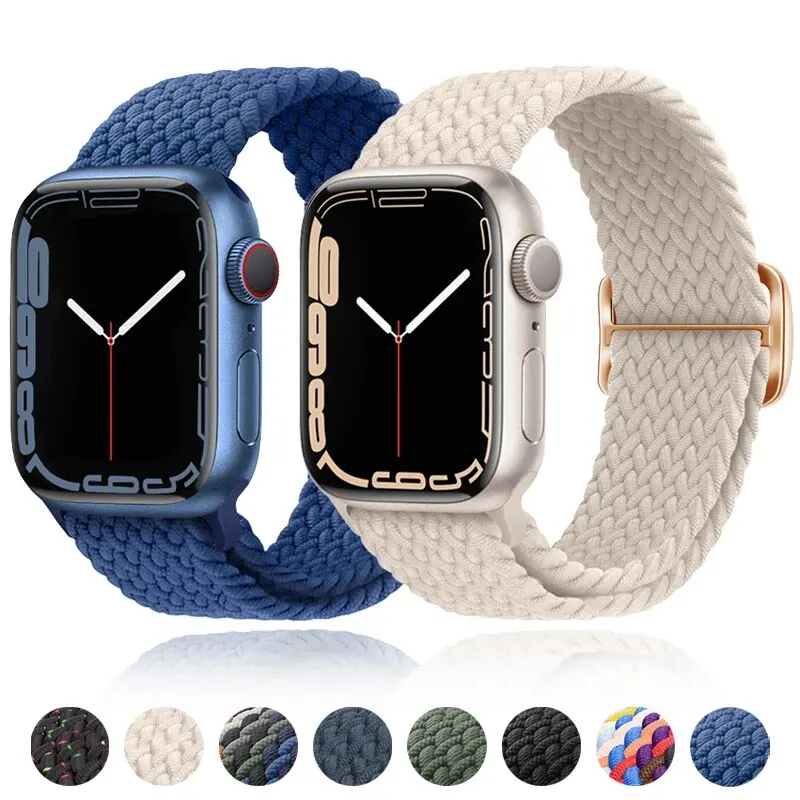 Geflochtene Solo-Schlaufe für Apple-Uhren armband 44mm 40mm 49mm 45mm 41mm 38mm elastisches Nylon armband iwatch Serie 9 8 3 se 6 Ultra-Armband