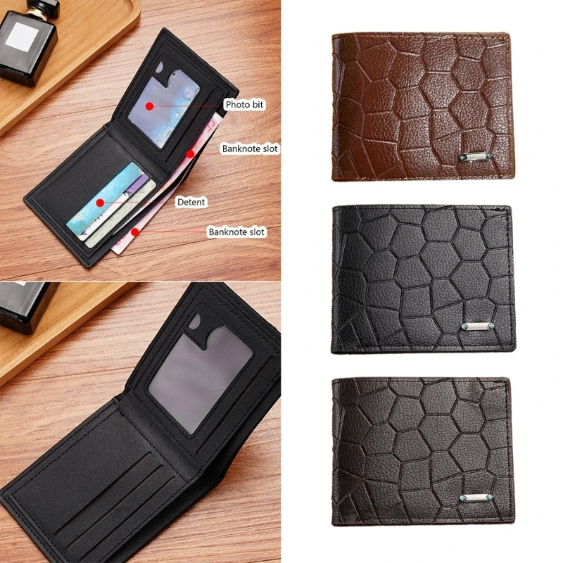 Men Slim Wallet Bifold Wallets Short Coin Purse PU Leather Change Pocket Card Holder Portable Travel Cards Organizer