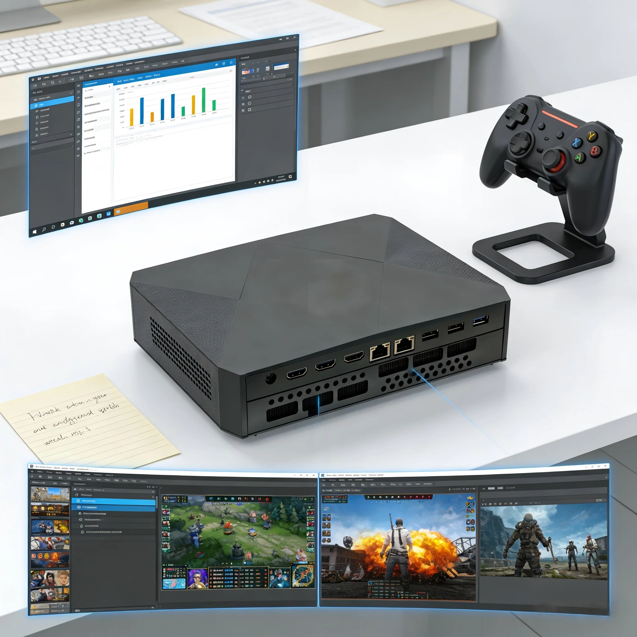 Super AI Gaming Mini Computer Core I9-14900HX 12900H RTX4060 8G 2x2.5G Lan 3xHD Displays Business Gamer Home Office Desktop PC