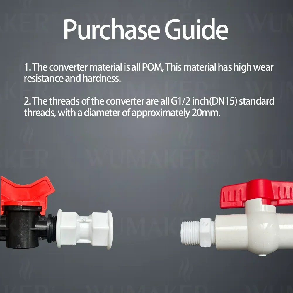 5Pcs Plastic G1/2 inch DN15 Female Male Thread Converter Internal External Adapter Straight Through Double Head for Valve Water
