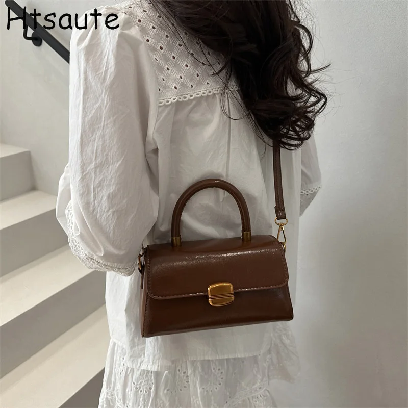 

Retro Fashion Top Handle Bag For Women Flap PU Leather Shoulder Crossbody Bags Luxury Mini Handbag Ladies Shopping Bag Pouch