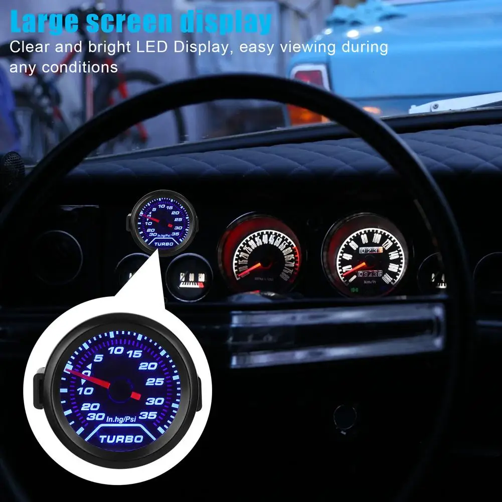 

52mm 2 Inch Car Turbocharged Pressure Gauge Instrument 0-35 PSI Adjustable Gauge Pressure Meter