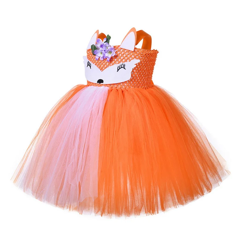 Robe Tutu de Renard Orange pour Enfant, Costume de Cosplay d'Halloween, de ixd'Anniversaire, de Carnaval, de Noël