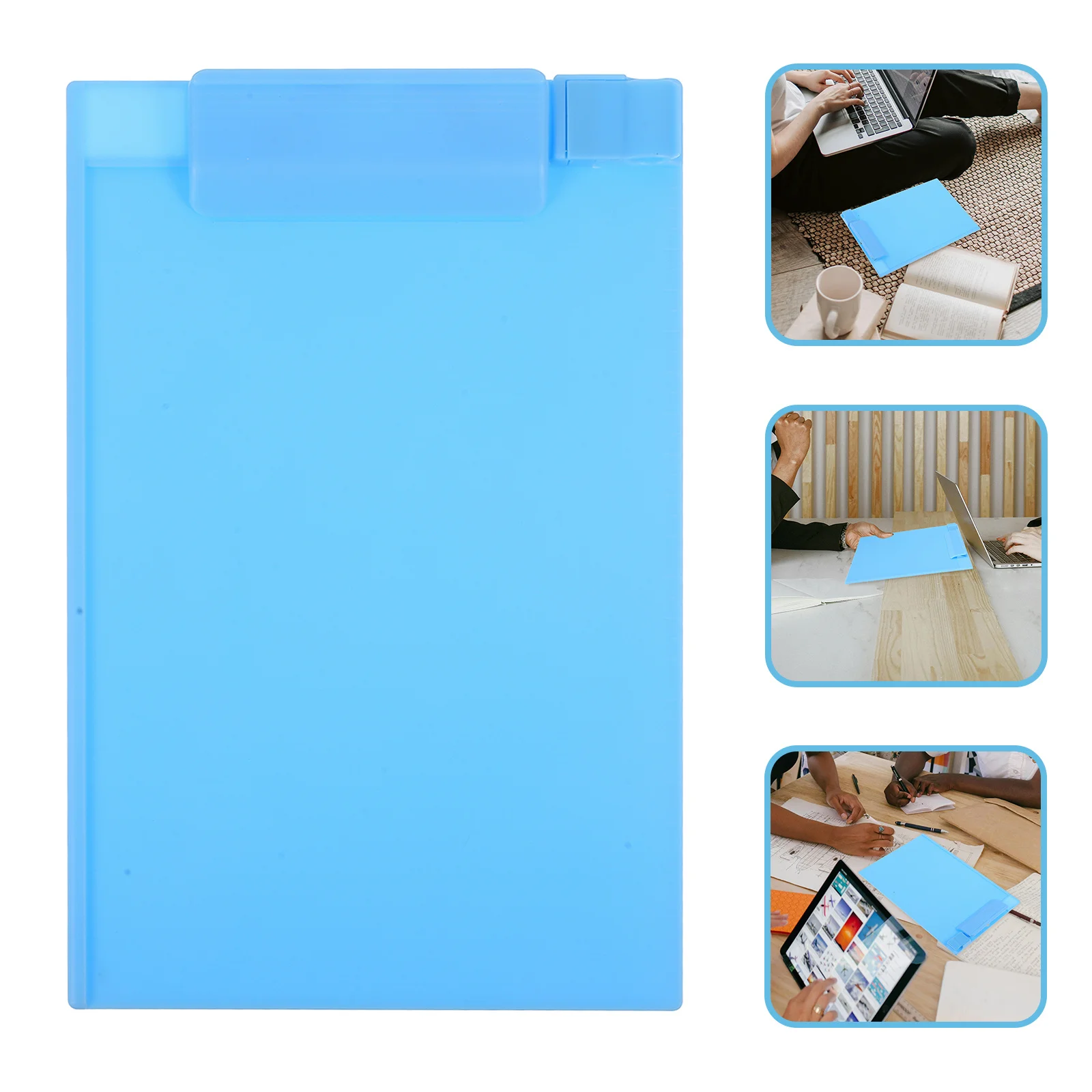 

Plastic A5 Clipboard Profile Clip Hardboard Paper Holder Writing Folders for School Classrooms Office (Sky-blue)