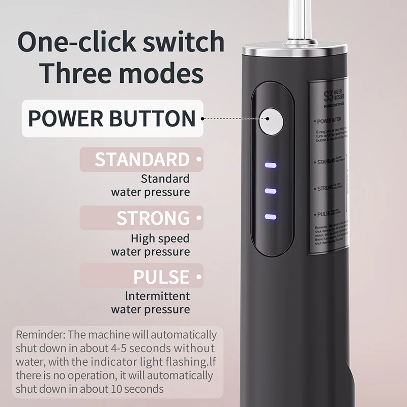 USB Rechargeable Portable Water Flosser, 360° Rotating Jet Tip Oral Irrigator, Waterproof Dental Cleaning for Adults