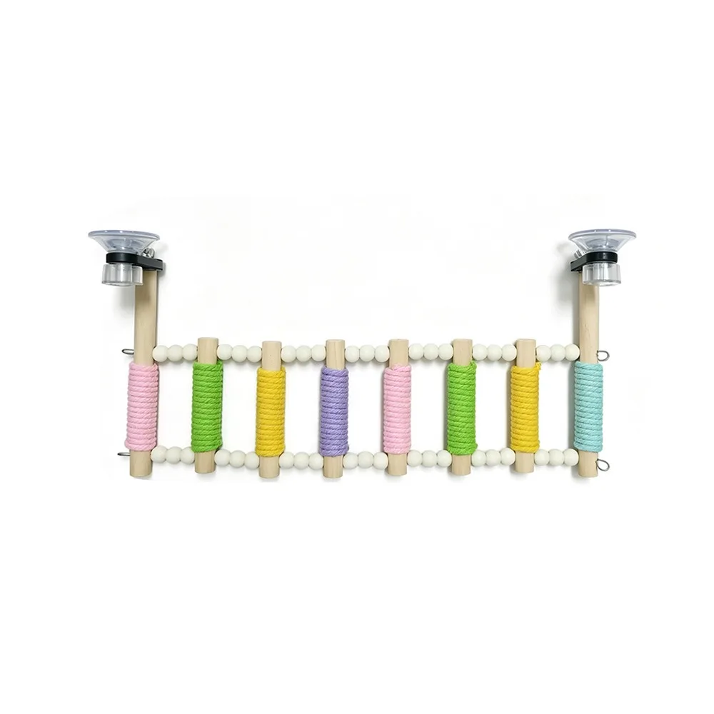 Colorful Bird Cotton Rope Ladder 5/6/7/8//9/10 Steps Cotton Rope Wrapped Parrot Climbing Wear Resistant Anti-anxiety