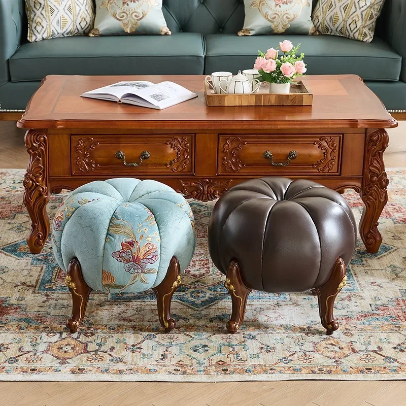 Europäischer Schuhwechselhocker aus massivem Holz, kreativer runder Hocker für das Wohnzimmer, Acryl-Taburet, Muebles Multifuncionales