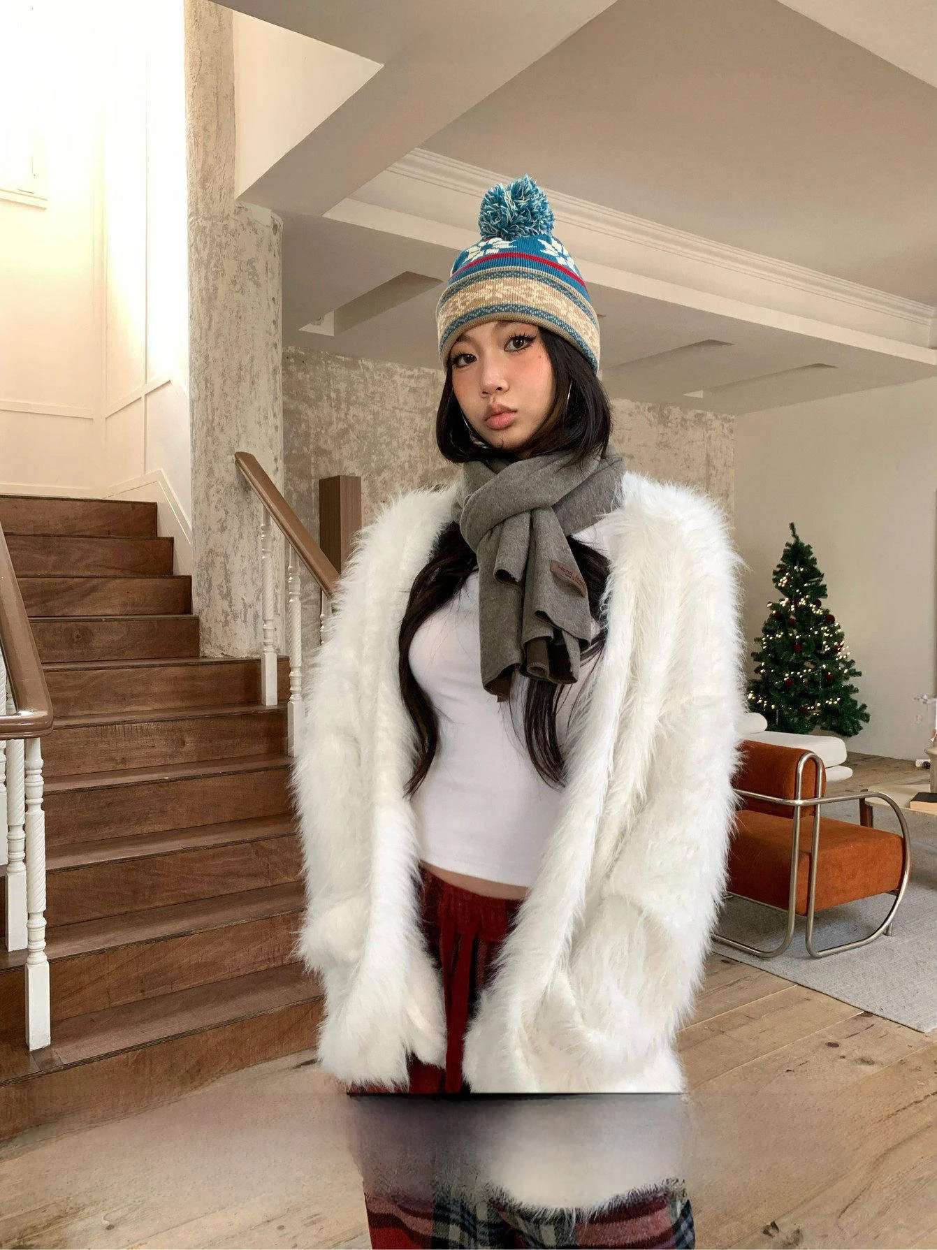 

Fortunee Autumn Winter Plu Mink Knit Cardigan Sweater Outerwear Versatile Korean Sle Warmth Heating Long Sve Regular Fit