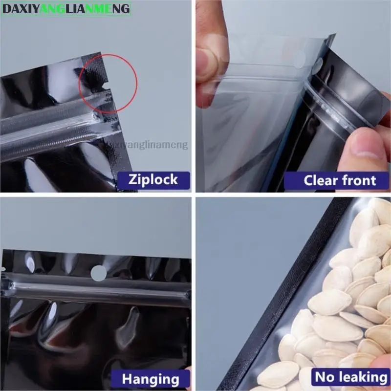 100pcs Resealable Flat Clear Front Plastic Hanging Bag Snack Button Battery Head Rope Eyelash Nail Beauty Packaging Pouches