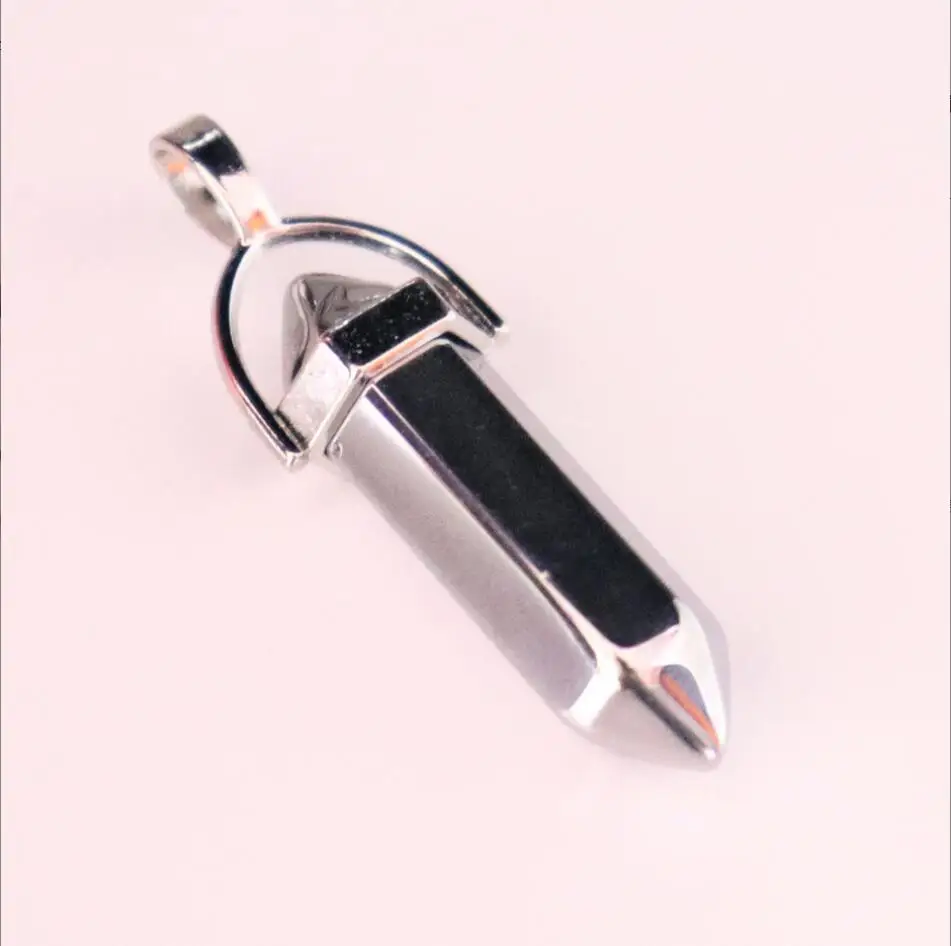 1 قطعة شكل رصاصة الزجاج الكريستال قلادة سداسية وأشار الحجر الاصطناعي ل شقرا شفاء عقد دي اي واي مجوهرات F1660