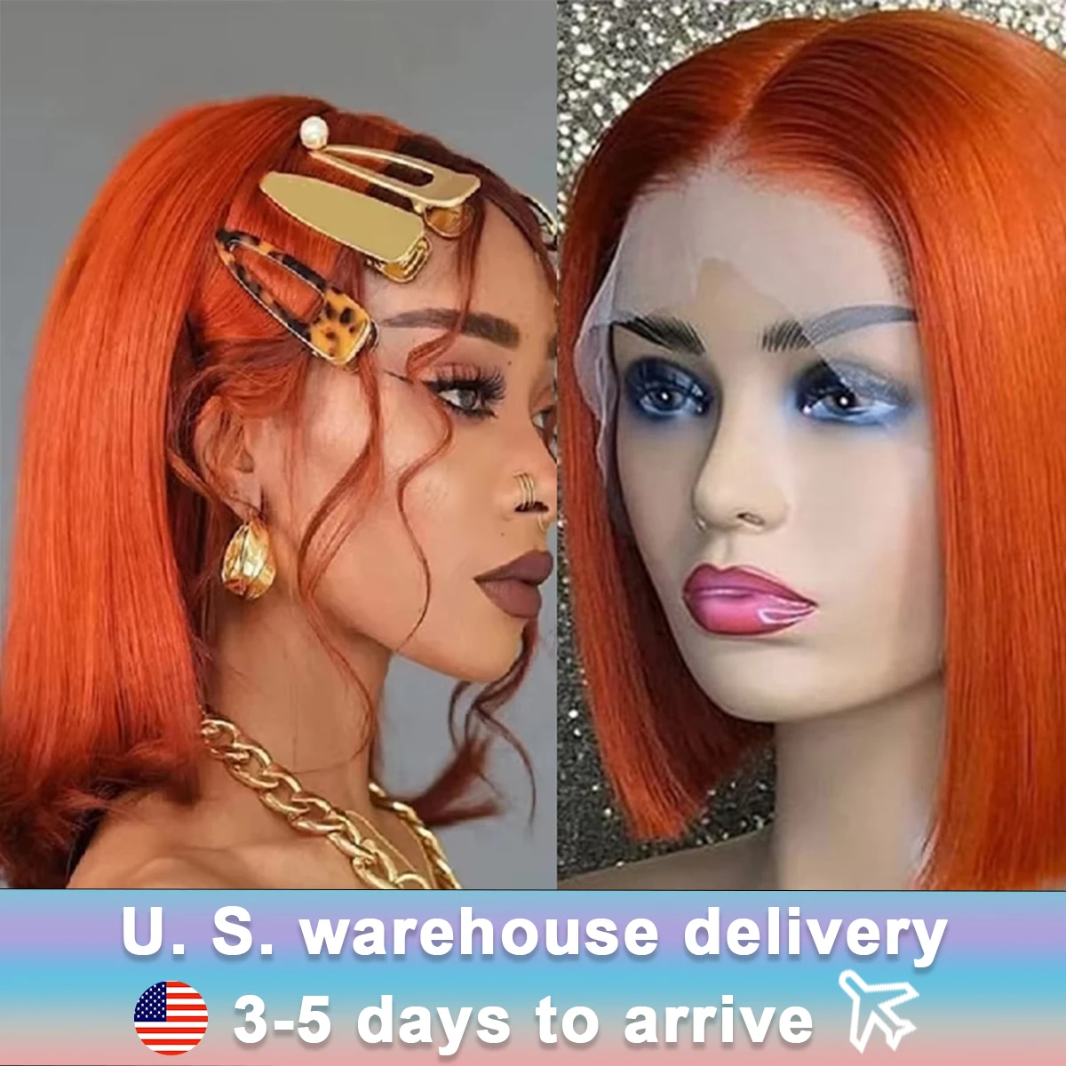 Short Bob Wig Ginger Orange Lace Front Human Hair Wigs 350 Brazilian 10-16 Inch Straight Bob 13x6 Hd Lace Frontal Wig For Women