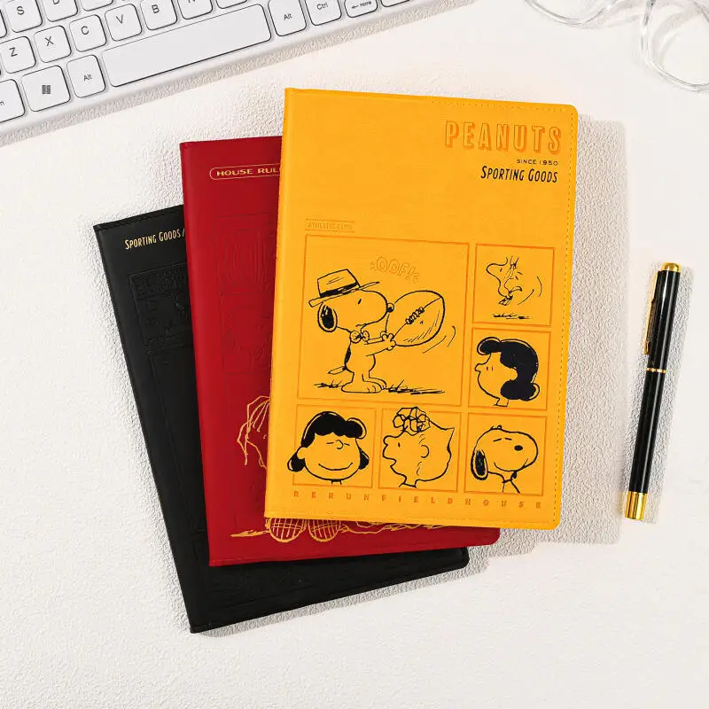 Snoopy A5 Leather Cover Notebook Color Inner Pages Portable Journal Notepad Diary Handbook for Daily Recording Wholesale Supply
