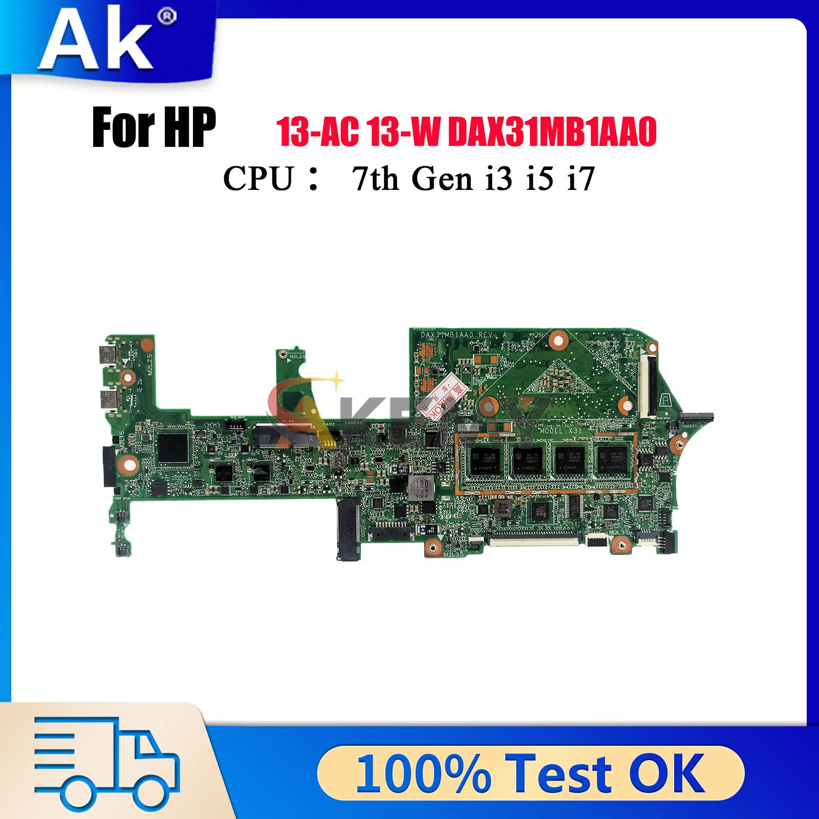 

DAX31MB1AA0 для ноутбука HP Spectre X360 13-AC 13-W, материнская плата с процессором i5 i7 7-го поколения, 8 ГБ ОЗУ 918042-601 918041-001
