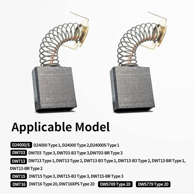 Carbon Motor Brushes for D24000 DW713 DW715 DW716 Miter Saw Sliding Table Saw Electric Replacement Part