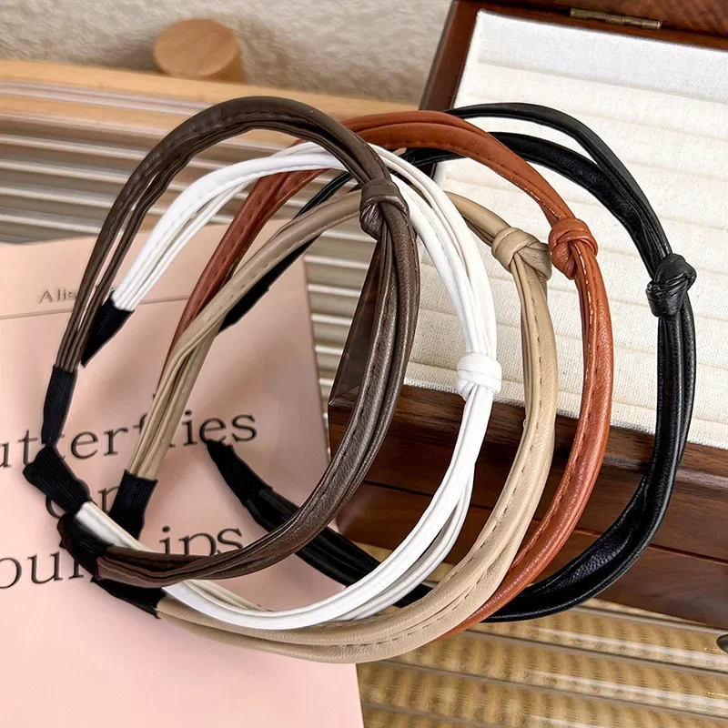 Simple Retro Ladies New Leather Headband Twist Temperament Headband Headband Face Wash Hair Bundle Luxury Girl Fashion Hairpin