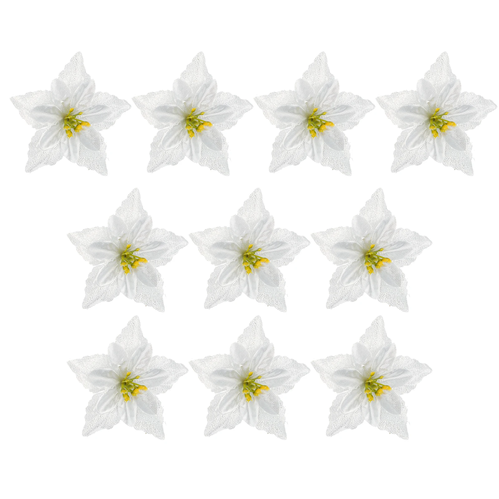 

10Pcs Christmas Fake Flower Adornments Artificial Double-Layer Glitter Flower Decors Party Decorations Xmas Tree Embellishments