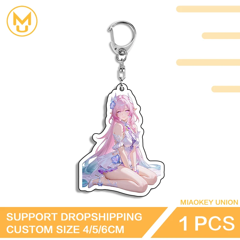 Honkai Star Rail Cyrene Pretty Kneel Sitting Edgy Double Sided Acrylic Key Chains Exclusive Design Anime Character Jewelry