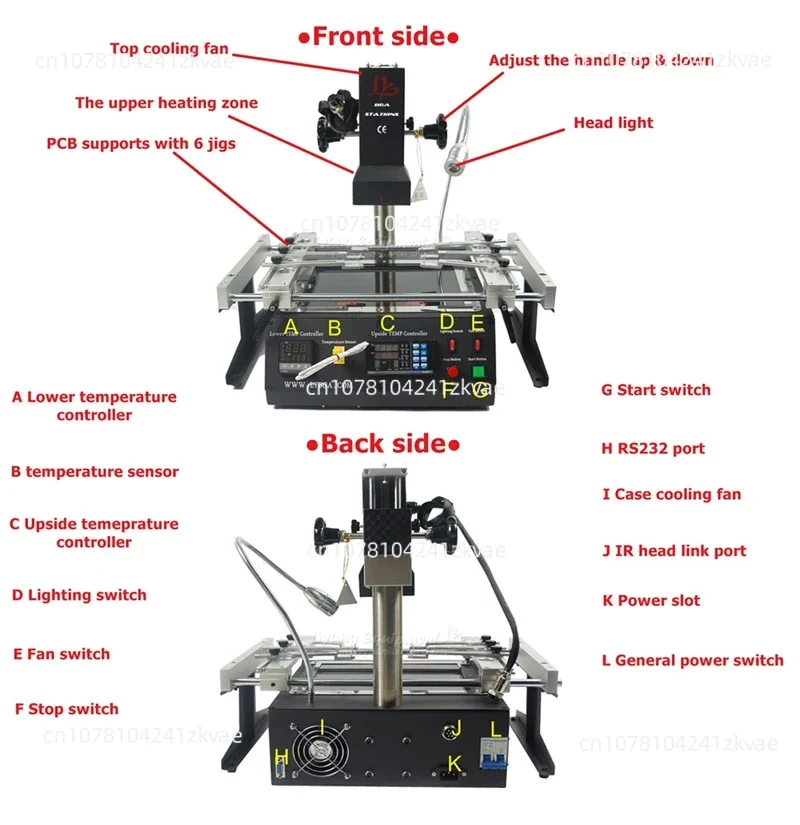 IR6500 BGA Rework Station Kits 2 Zones Infrared 2300W Repair Soldering Station for Motherboards Mobile Phone Chip PCB Machine