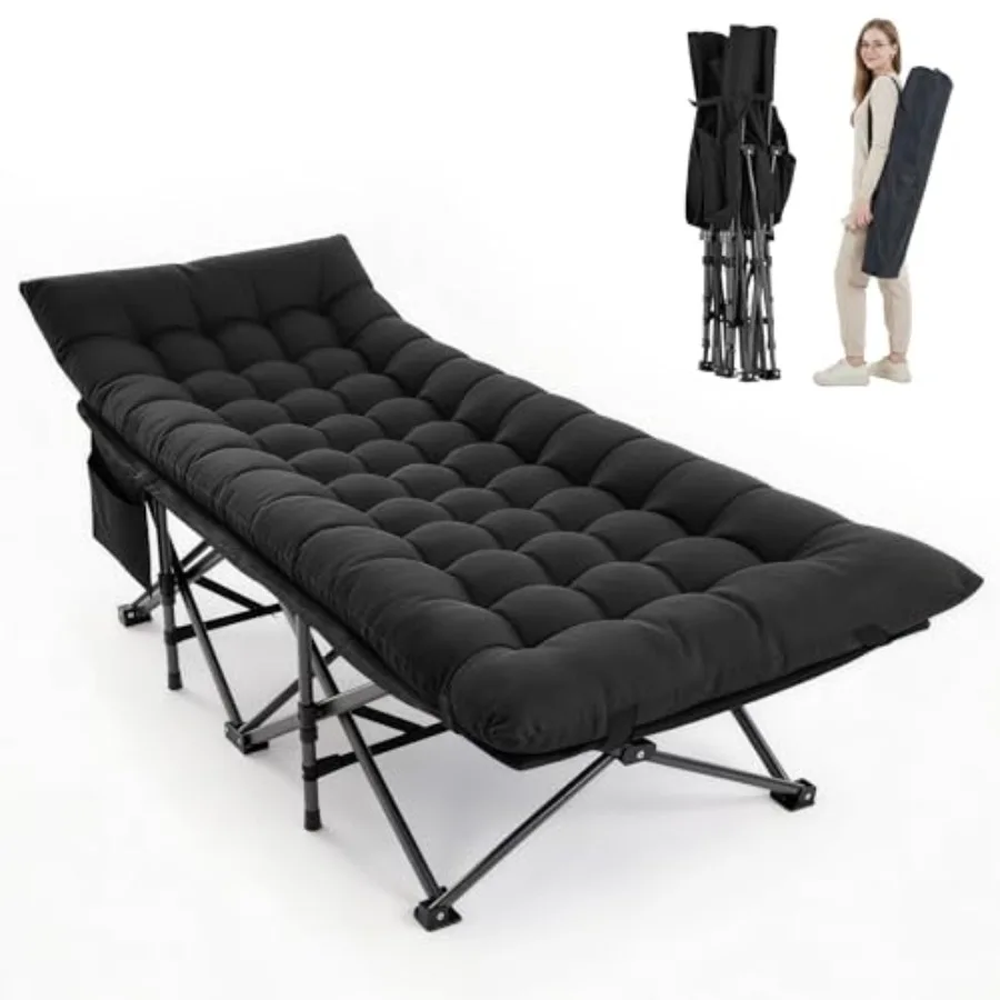 

Camping Cot for Outdoor Use, Aluminum Frame with Gray Fabric, Fast Setup Lightweight Compact Design for Travel and Home Office