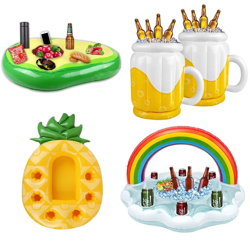 Water Inflatable Ice Bar Pineapple Pool Drink Holder Creative Porous Coaster Floating Snack Tray Pvc Beer Inflatable Ice Bucket