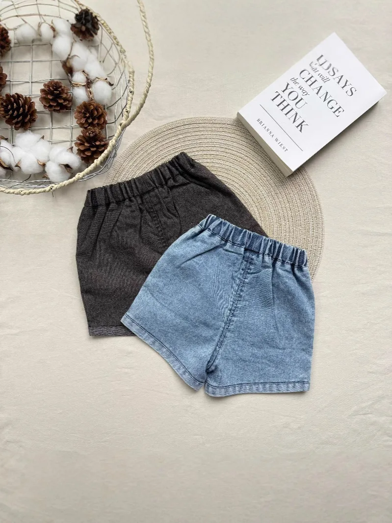2025 Summer New Baby Denim Shorts Infant Girl Cartoon Embroidery Casual Pants Loose Versatile Boys Jeans Toddler Thin Shorts
