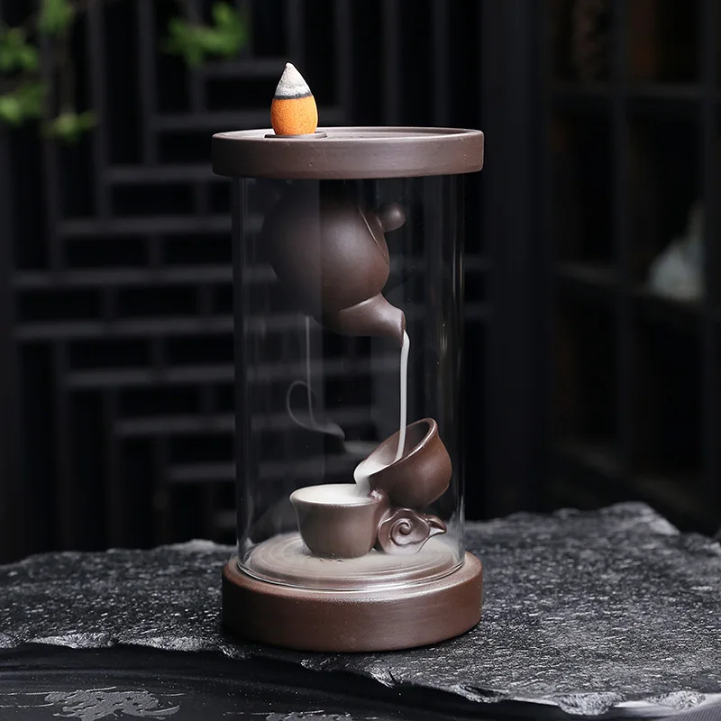Quemador de incienso vintage tipo tetera, hecho a mano, para yoga, adornos para el hogar, soporte para velas, quemador de incienso para psicoterapia, adaptado para patas de mesa.