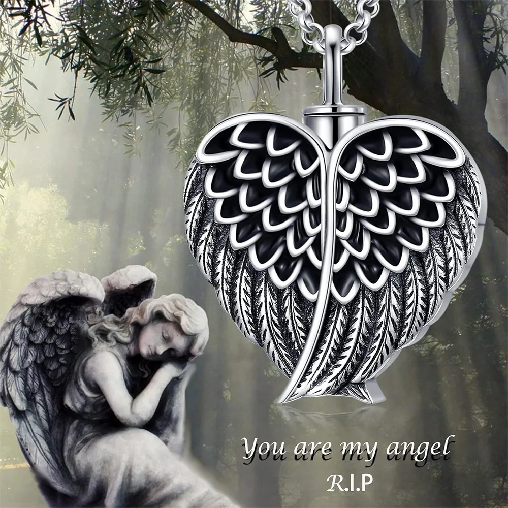 Cremation Jewelry for Ashes Angel Wing Urn Necklace for Ashes Women Men, Cherish Memories Jewelry to Keep Someone Near to You