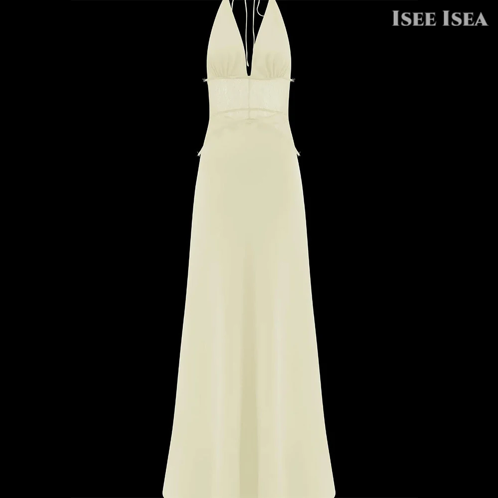 홀터 절묘한 이브닝 드레스 여성용 쉬폰 바닥 길이 코르셋 이브닝 가운 فستان سهرة 댄스 파티 드레스 맞춤형