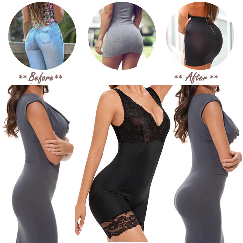 Shapewear Women Full Body Shaper Slimming Bodysuits Lace Corset Waist Trainer Shaping Underwear Postpartum Recovery Sheath