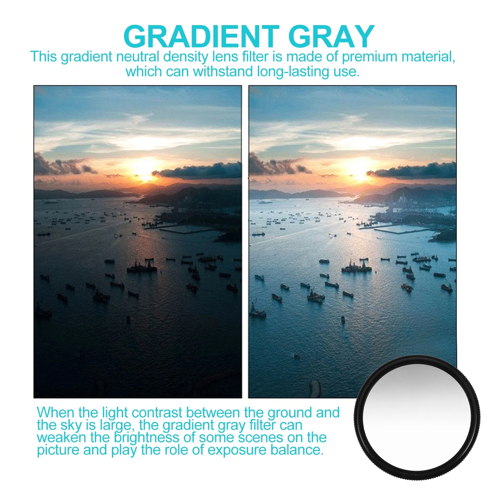 

2pcs 52Mm Gradient Neutral Density Filter For Camera Lens Photography Accessory Graduated Nd Filter Balanced Exposure