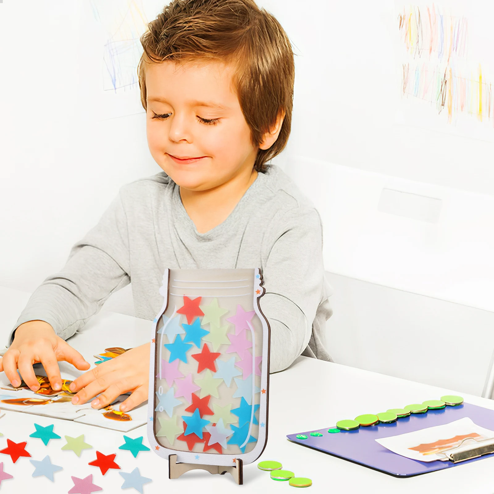 

Cute Star For Kids Wooden Motivation Tool Classroom System Incentive Reward Jars For Children Behavior Learning Chore Chart