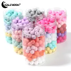 Cuentas redondas de silicona para bebé, pulsera de cadena de chupete de dentición colorida, sin BPA, juguetes para el cuidado del recién nacido, 50 piezas, 12mm