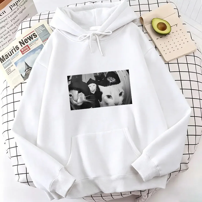 Hip Hop Cat Print Hoodies Spring Autumn Winter Casual Hoodies Sweatshirts Men Women Tops Streetwear Cat Hoodie Sweatshirt