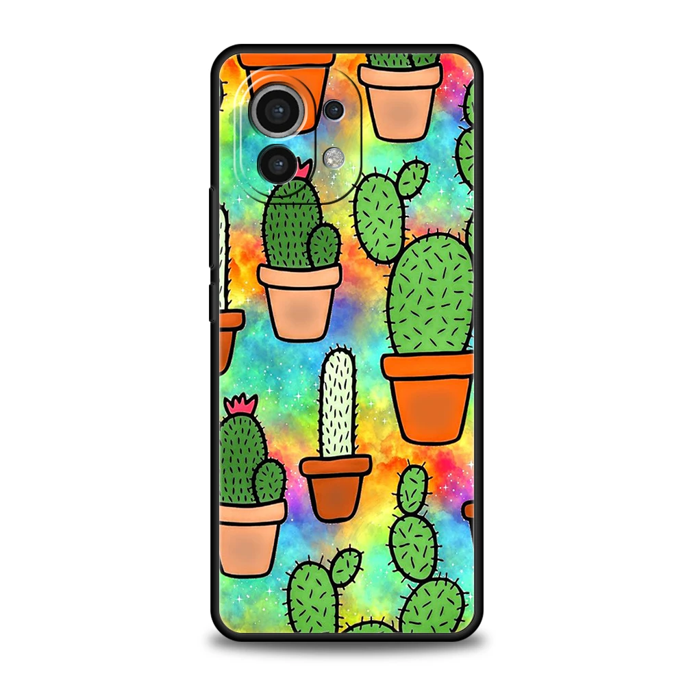 Plant Cactus Phone Case for Xiaomi Mi 14 13 12 11 Ultra 13T 12T Poco C51 F3 F4 F5 X3 X4 NFC Pro Lite 5G Silicone Cover Capas Bag